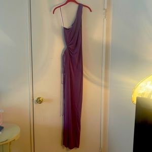 Beautiful violet one shoulder floor length gown